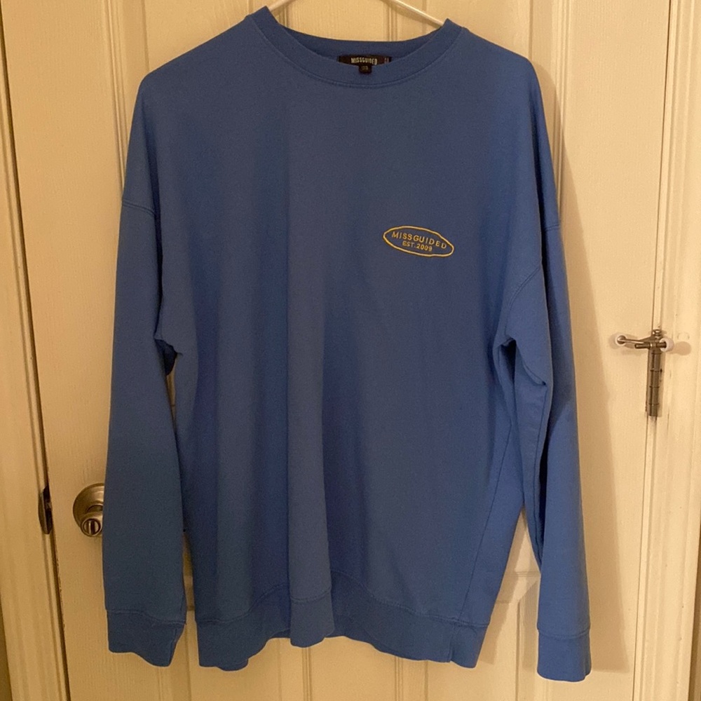 blue logo embroidered Missguided sweater